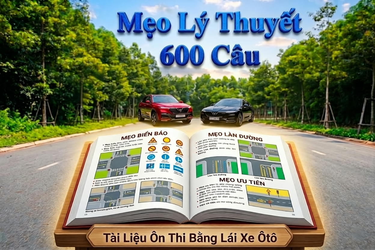 Mẹo lý thuyết 600 câu (GPLX) – Tổng hợp dễ nhớ: biển báo, tốc độ, khoảng cách, ưu tiên - Tài liệu học lái xe