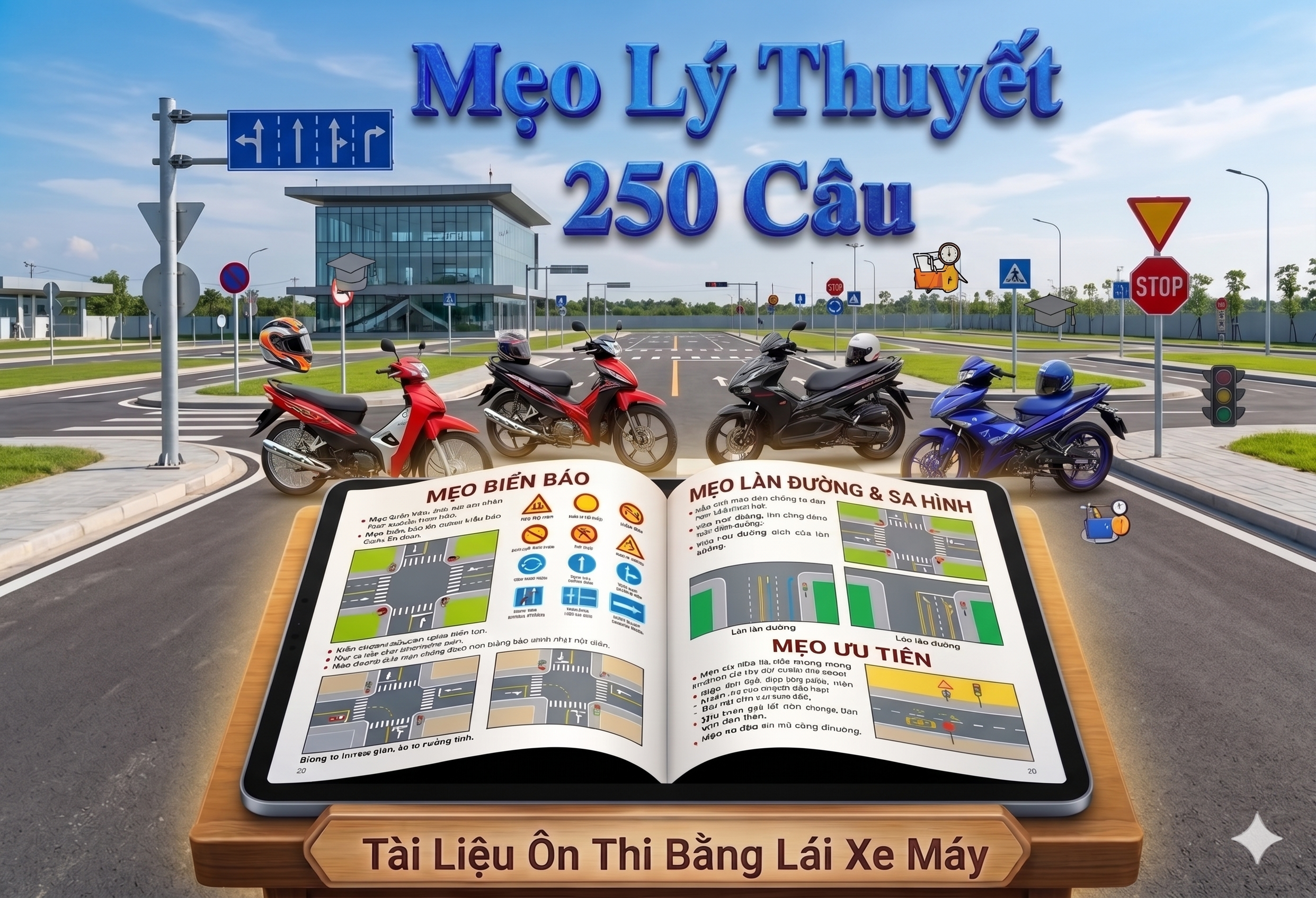Mẹo lý thuyết 250 câu (GPLX) – Tổng hợp dễ nhớ: biển báo, sa hình, quy tắc giao thông - Tài liệu học lái xe